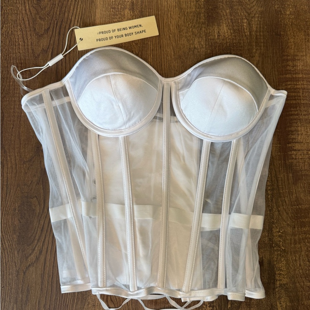Elegant Sheer White Corset Bustier